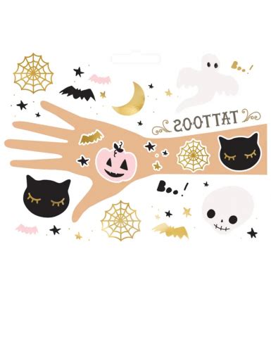 Halloween Tattoos selbstklebend Kostümaccessoire 20 Stück bunt