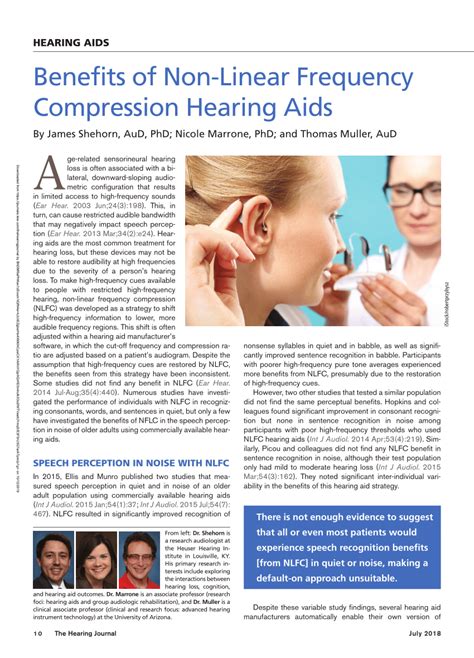 Pdf Benefits Of Non Linear Frequency Compression Hearing Aids