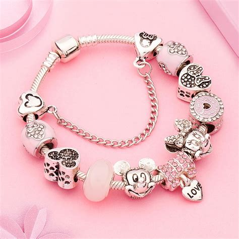 Pulseira Charms Completa C Berloques Mickey Minnie Disney Elo