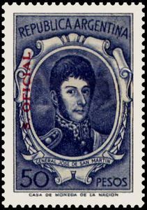 Stamp José Francisco de San Martín 1778 1850 ovpt Argentina