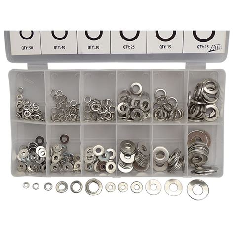 350 Pc Stainless Lock Flat Washer Assortment TP Tools Equipment