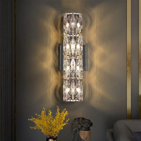 Crystal Wall Sconces Modern Luxury Light Fixtures Indoor Chrome Lamp