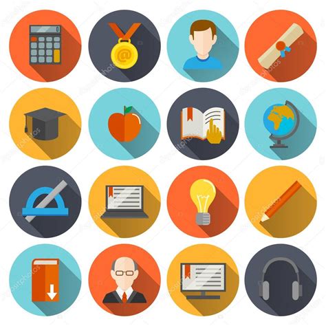 E Learning Icons Flat — Stock Vector © Macrovector 46969771