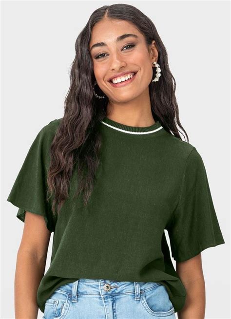 Blusa Ampla Em Viscolinho Verde Malwee