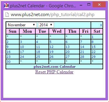 PHP Calendar Free Script Code And Tutorial