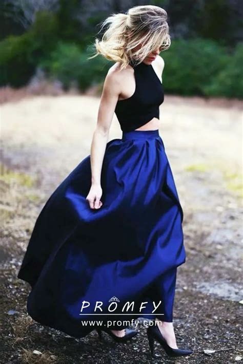 Midnight Navy & Royal Blue Two-piece Prom Dress - Promfy