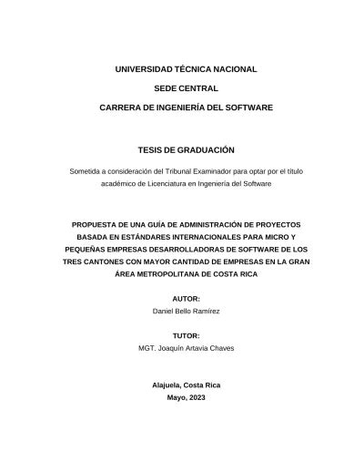 Propuesta de una guía de administración de proyectos basada en