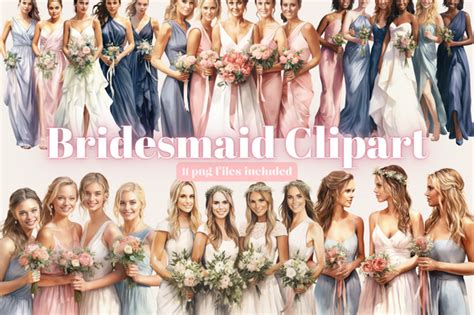 Bridesmaids Watercolor Clipart Bundle Graphic By Thewilddaisy