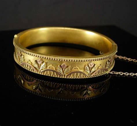 Antique Victorian Bracelet Rose And Yellow Gold Filled Wedding Bangle