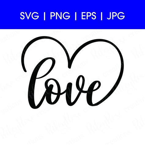 Love Script Large Heart Svg Love Wedding Svg Cut Files Valentines Day