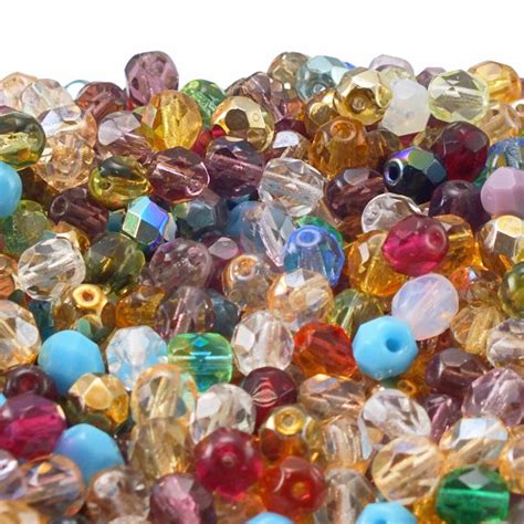 6mm Czech Faceted Round Glass Bead Mix The Bead Shop