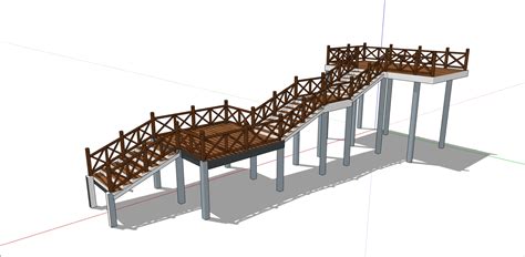 中式木制景观栈道su模型景观建筑土木在线