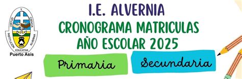 Cronograma de Matrículas Año 2025 Institucion Educativa Alvernia