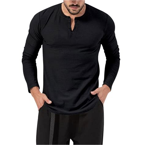 Jngsa Mens Casual Basic Long Sleeve Henleys T Shirts Lightweight T