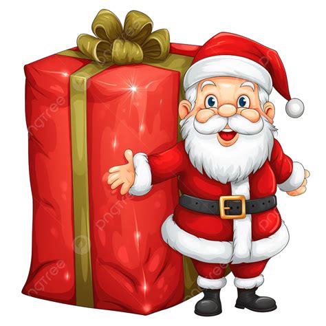 Cartoon Santa Claus Character With Huge Sack Of Christmas Present