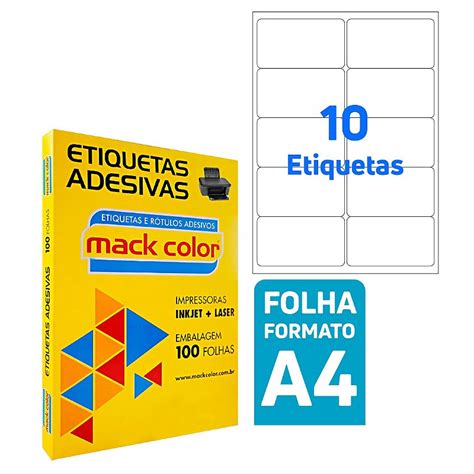 Etiqueta A A Inkjet Laser X Mm Folhas Mack Color Online