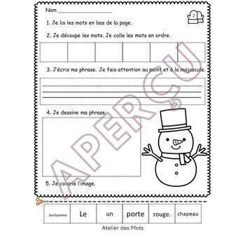 Build A Sentence French Winter Activities Phrases M L Es Hiver Tpt