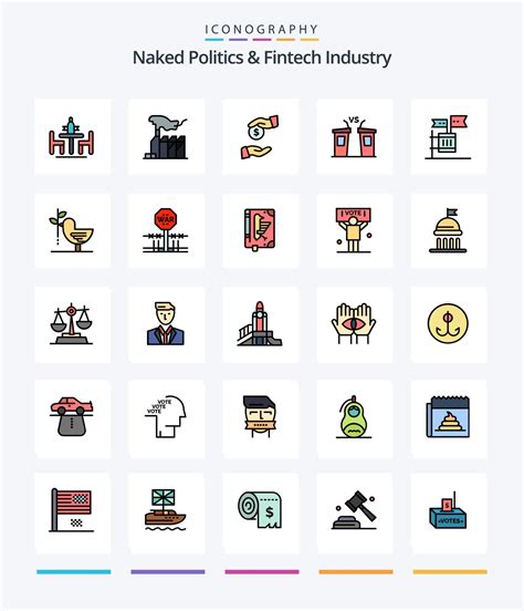 Creative Naked Politics And Fintech Industry 25 Line FIlled Icon Pack