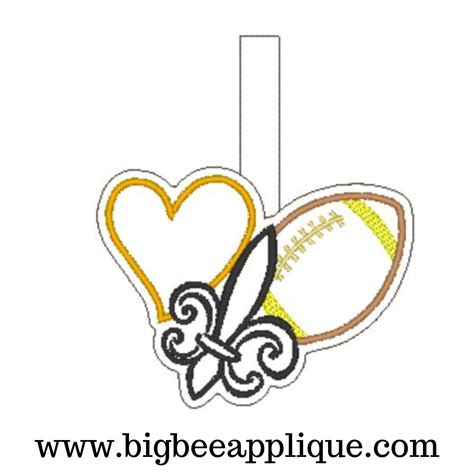 Ith Fleur De Lis Football Snap Tab Embroidery Designs Etsy