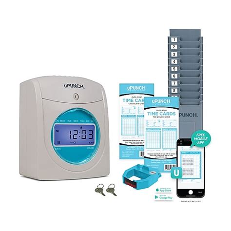 Upunch Digital Auto Align Punch Time Clock Bundle White Sb1200 Staples