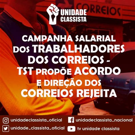 CAMPANHA SALARIAL DOS TRABALHADORES DOS CORREIOS TST PROPÕE ACORDO E