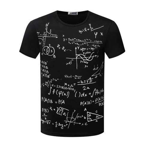 Popular Men Short Sleeve Mathematical Formula Printing Cotton T Shirt