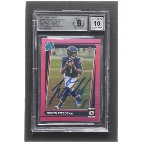 Justin Fields Signed Donruss Optic Rated Rookie Preview Pink