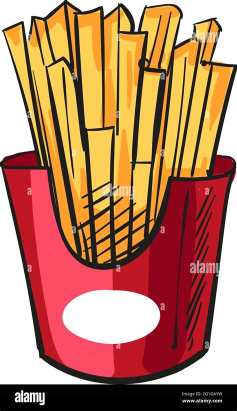 Vector French Fries Potato Fast Food Icon Illustration Stock Vector