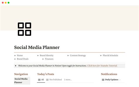 Social Media Planner For Content Creators Notion Template