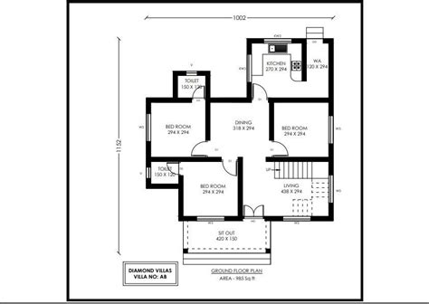 985 Sq Ft 3BHK Contemporary Style Single Storey House And Plan Home