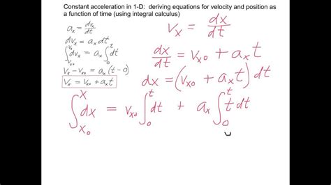 1d Constant Acceleration Kinematic Equations Derived Using Integral