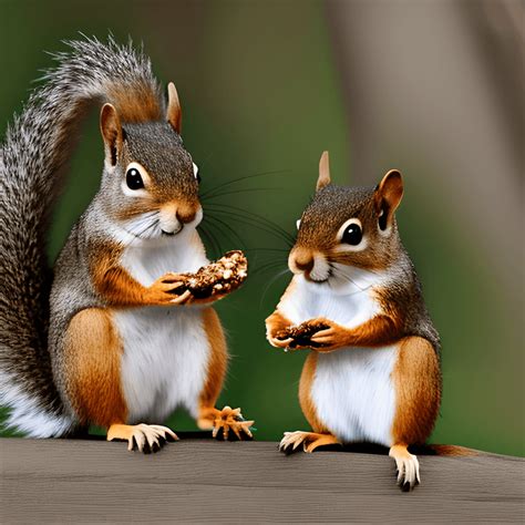 Cartoon Squirrel And Chipmunk Eating Peanuts · Creative Fabrica