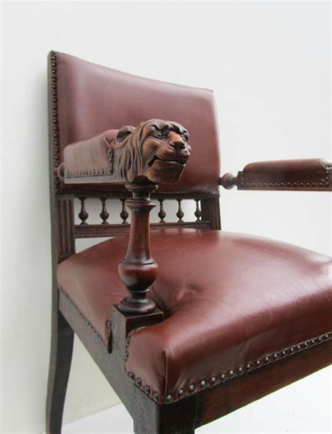 Antique Dutch Carved Oak Lion Head Arm Chair For Sale At Pamono