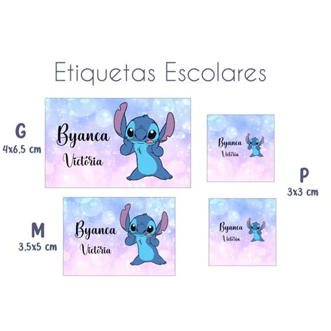 Etiquetas Escolares Personalizadas Stitch Shopee Brasil