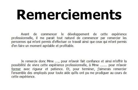 Remerciement Rapport De Stage