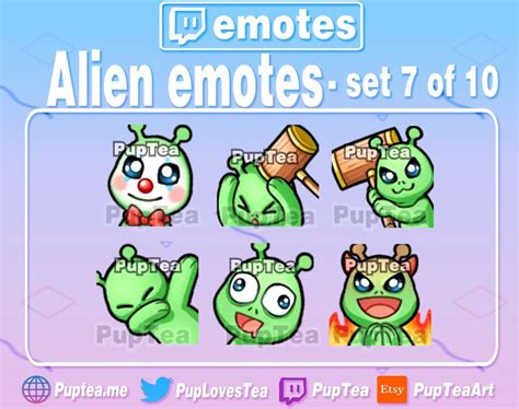 X Cute Alien Emotes Pack For Twitch And Discord Set In Cute