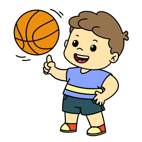 Mignonne Enfant Garçon Jouer Basketball Dessin Animé 28116641 Png