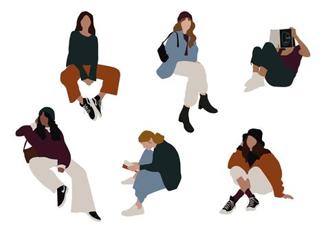 Flat Vector People Illustration Sitting Etsy People Illustration