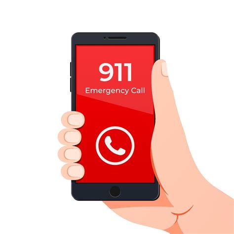 Hand holding smartphone with emergency number 911 on the screen ...