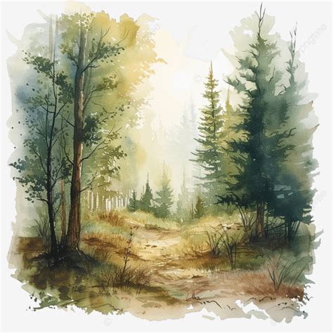 Watercolor Painting About Forest, Forest, Nature, Tree PNG Transparent ...