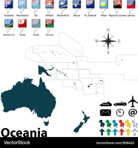 Political Map Of Oceania Royalty Free Vector Image