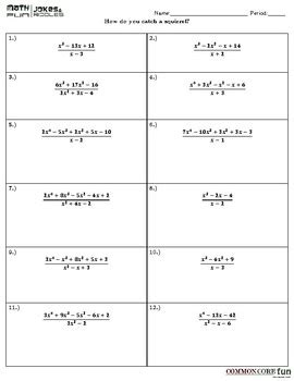 Polynomial Long Division by Common Core Fun | Teachers Pay Teachers