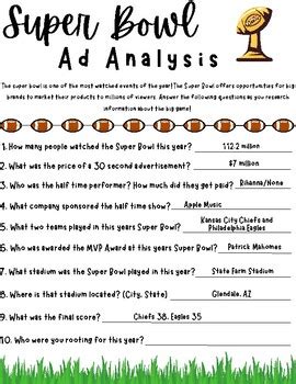 Super Bowl Ad Analysis by Mrs Waters Business | TPT