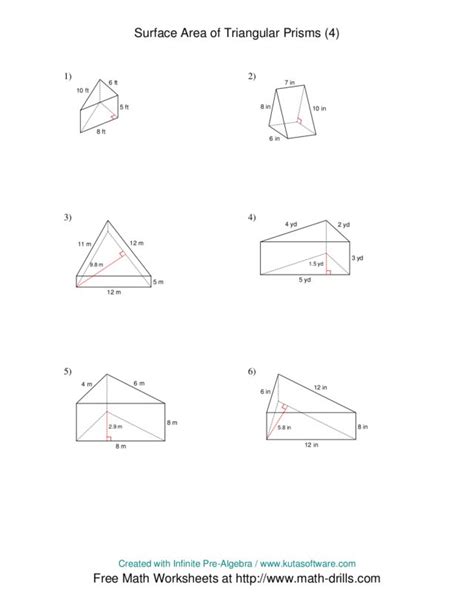 10 Best Images Of Triangular Prism Surface Area Worksheet Triangular Images