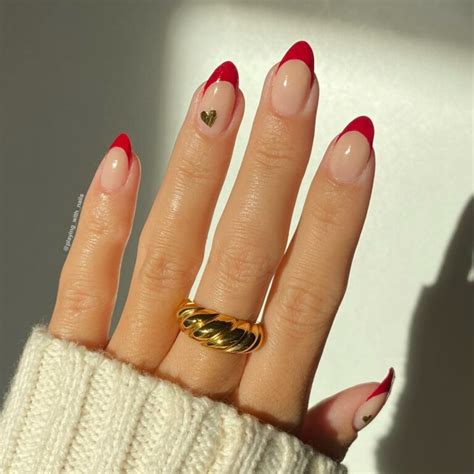 33 Chic Red French Tip Almond Nails For This Season Nail Designs Daily