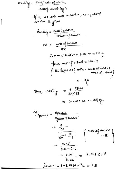 Find The Molarity Of 9 Percent Wvaqueous Solution Of Glucose If The