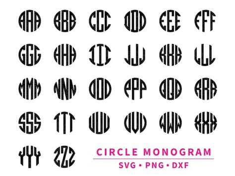 Circle Monogram Letters SVG Monogram Alphabet Cut File for - Etsy