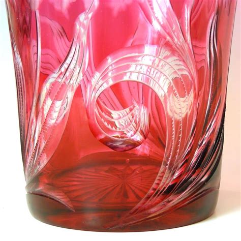 Stevens And Williams Cranberry Cut To Clear Crystal Vase At 1stdibs