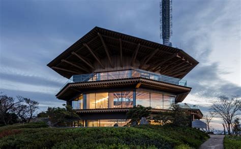 kengo kuma builds octagon-shaped observatory in nihondaira with views ...