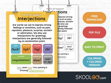 Adjectives Parts Of Speech Free Classroom Poster Skoolgo